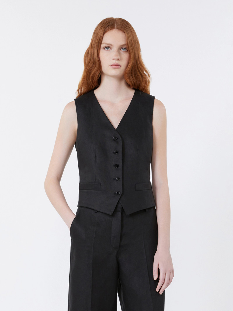 PACE Linen canvas waistcoat - BLACK 3