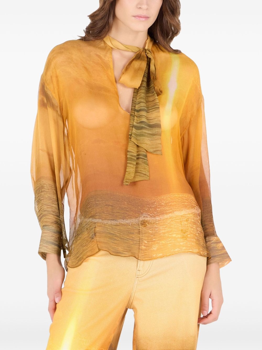 printed silk blouse - 2