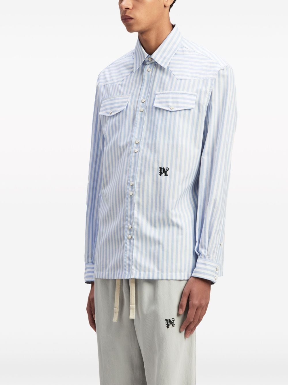 Monogram striped cotton shirt - 4