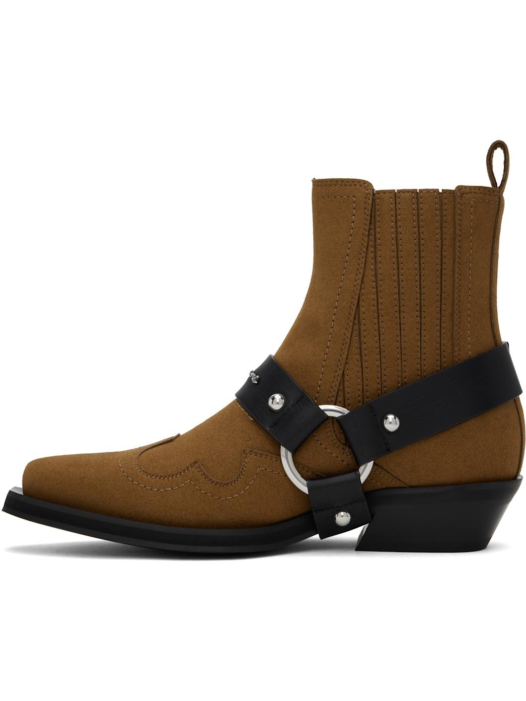 Brown Low Cut Western Chelsea Boots - 3
