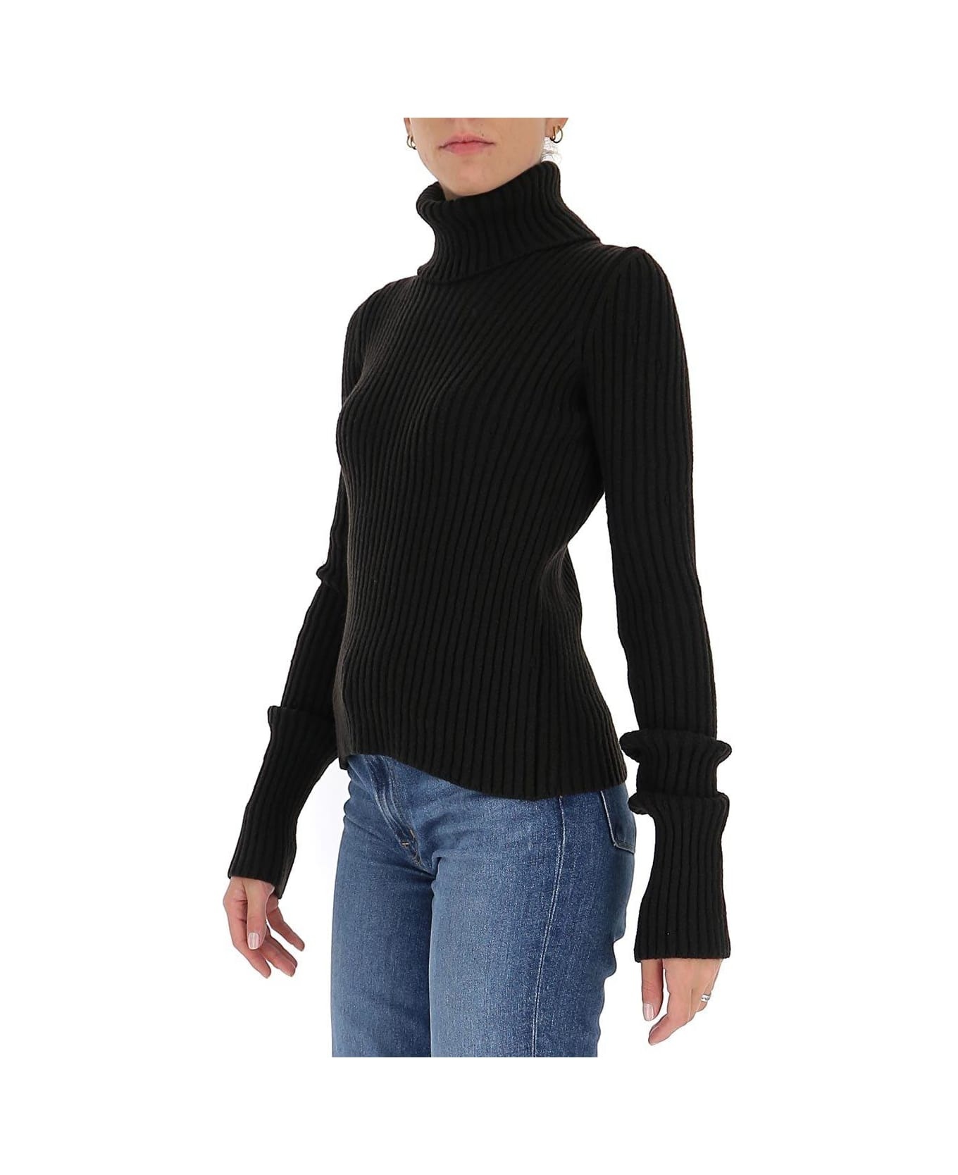 Rib Knit Turtleneck Jumper - 5