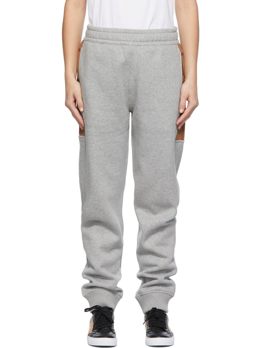 Grey Check Panel Lounge Pants - 1