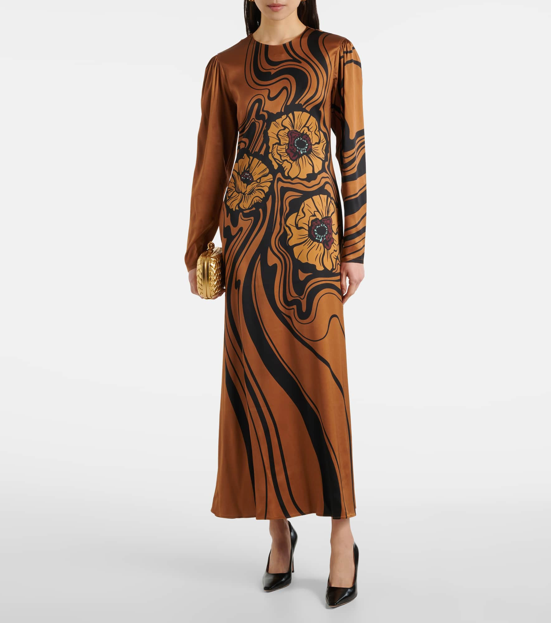 Clingy Swing floral satin maxi dress - 2