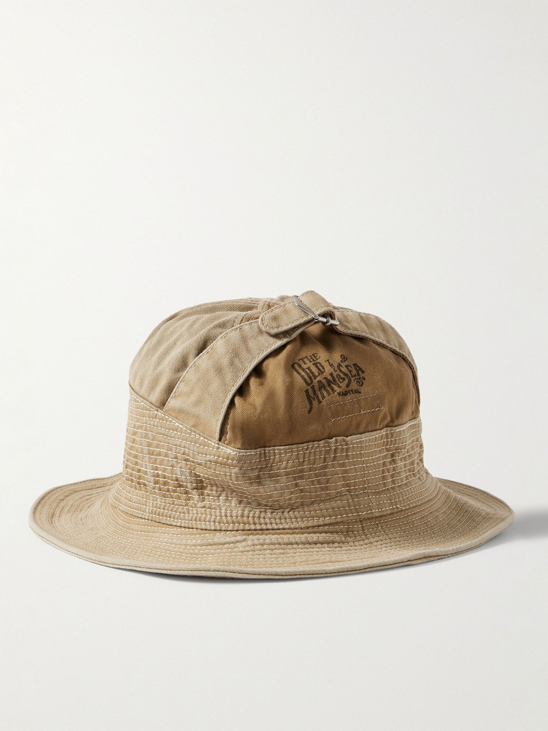 The Old Man and the Sea Distressed Buckled Cotton-Twill Bucket Hat Beige 3