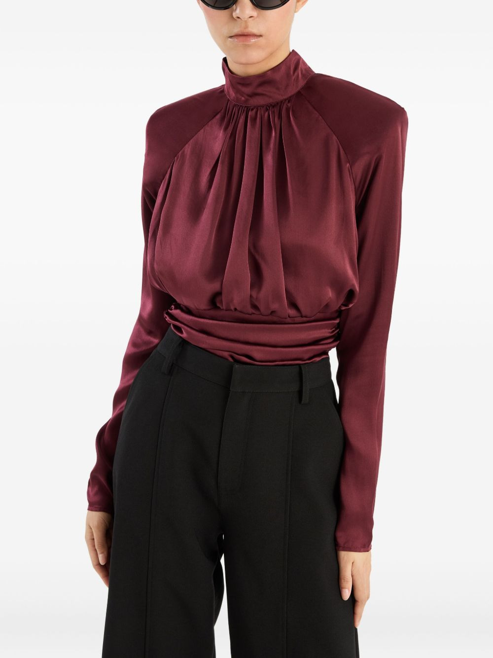 ruched mock-neck top - 4