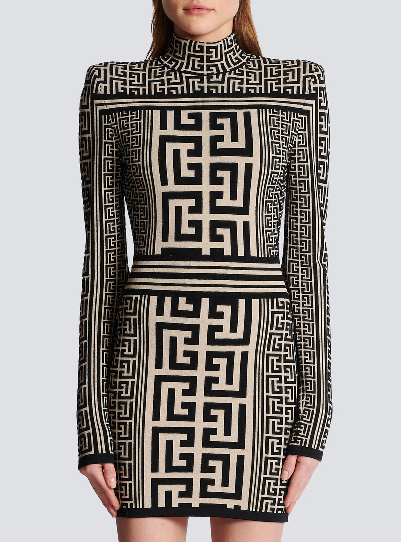 Monogrammed knit high-neck dress 5