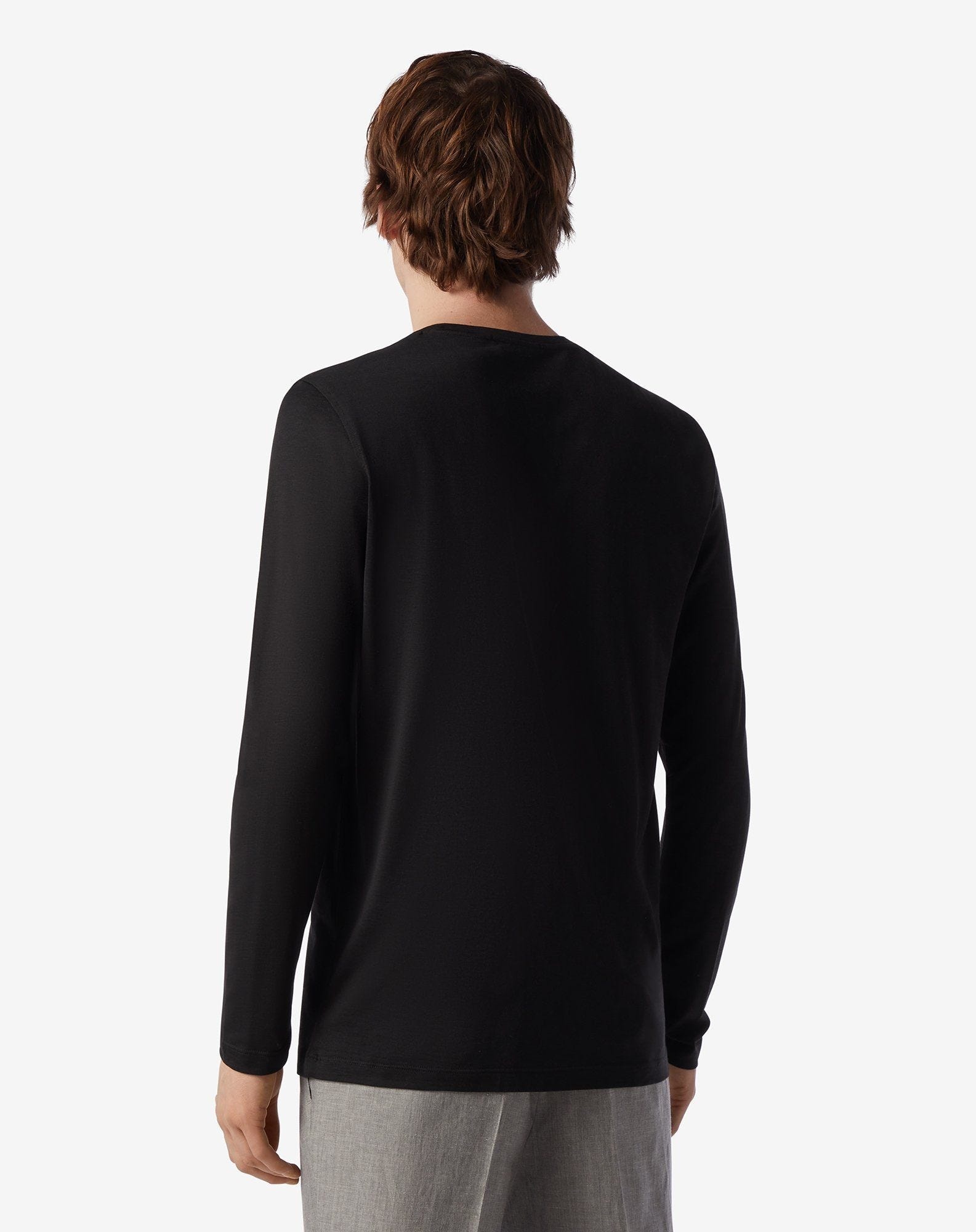 Black crew neck silk and cotton t-shirt - 2