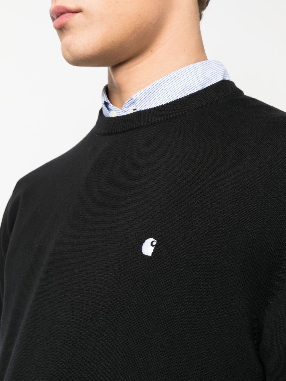 logo-embroidered crew neck jumper - 5