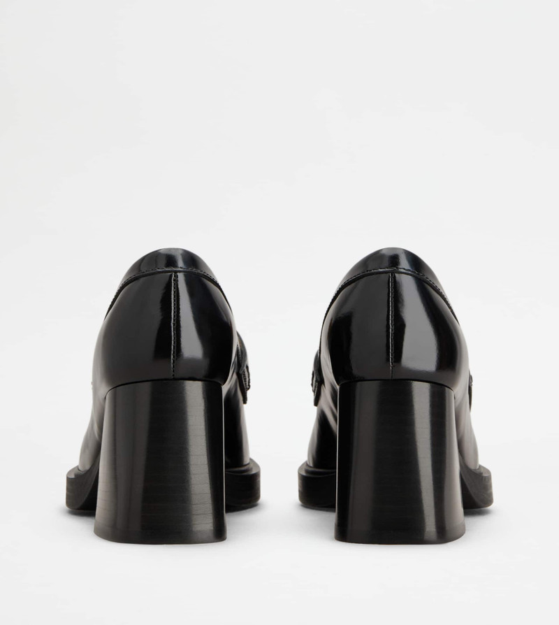 Tod's LOAFERS IN LEATHER WITH HEEL - BLACK outlook
