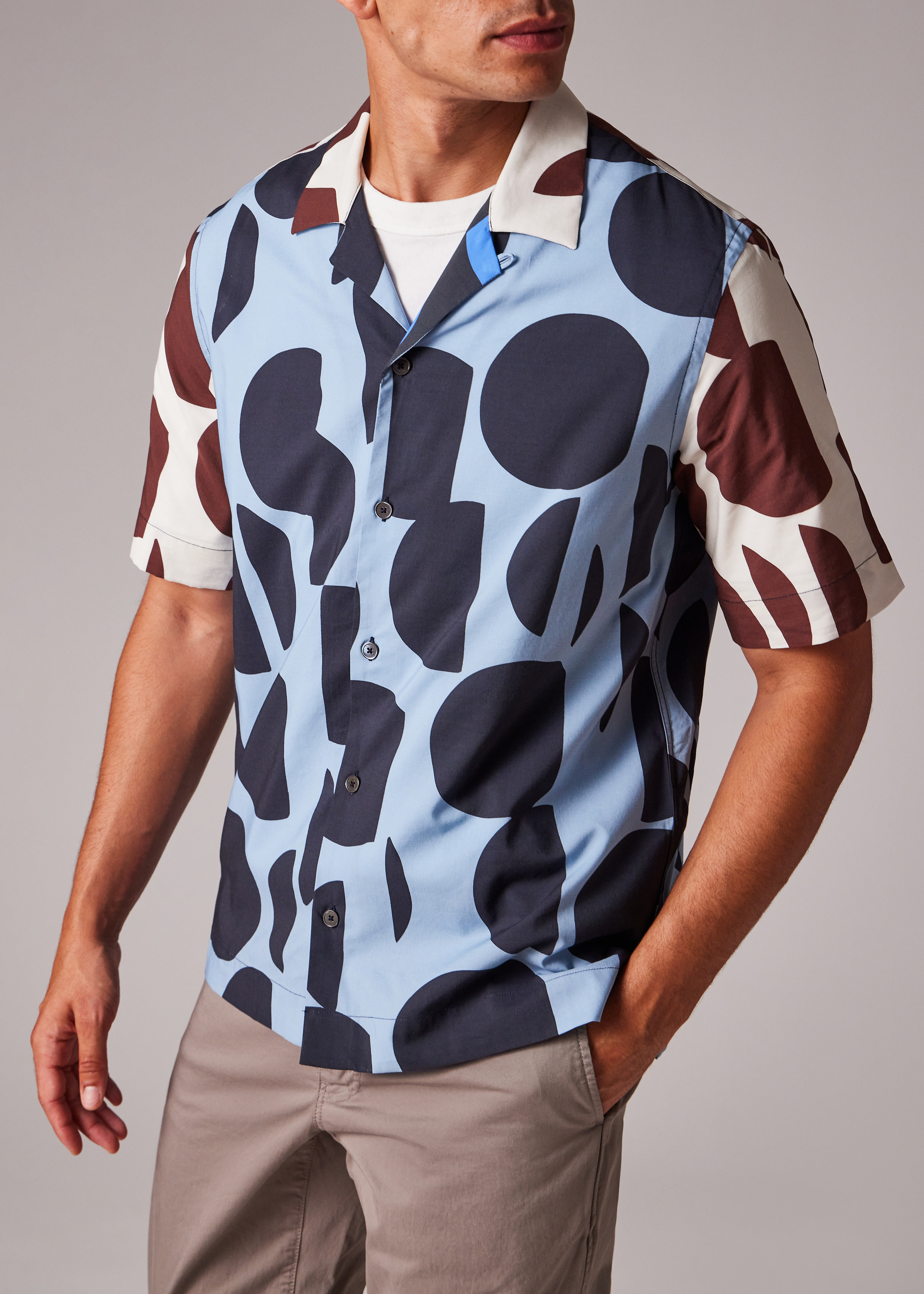 Blue 'Cut-Up Dots' Print Short-Sleeve Shirt - 4