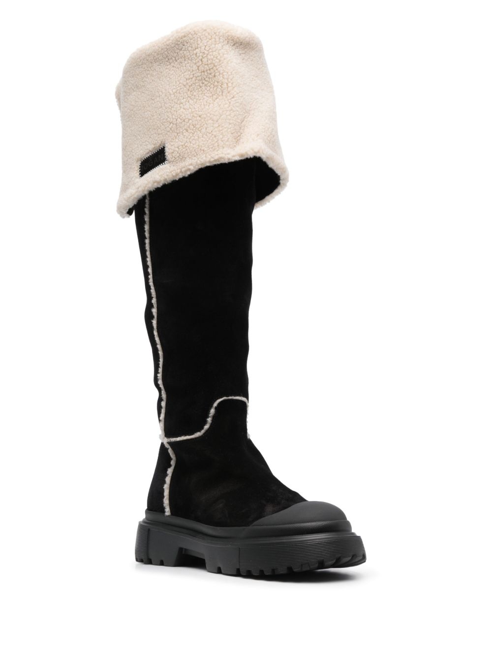 shearling-detail knee-high boots - 2