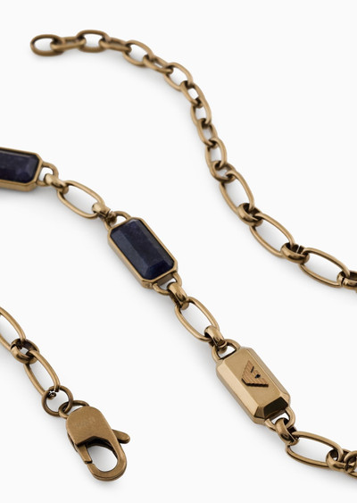 EMPORIO ARMANI Blue Stone with IP Antique Gold-Plating Chain Necklace outlook