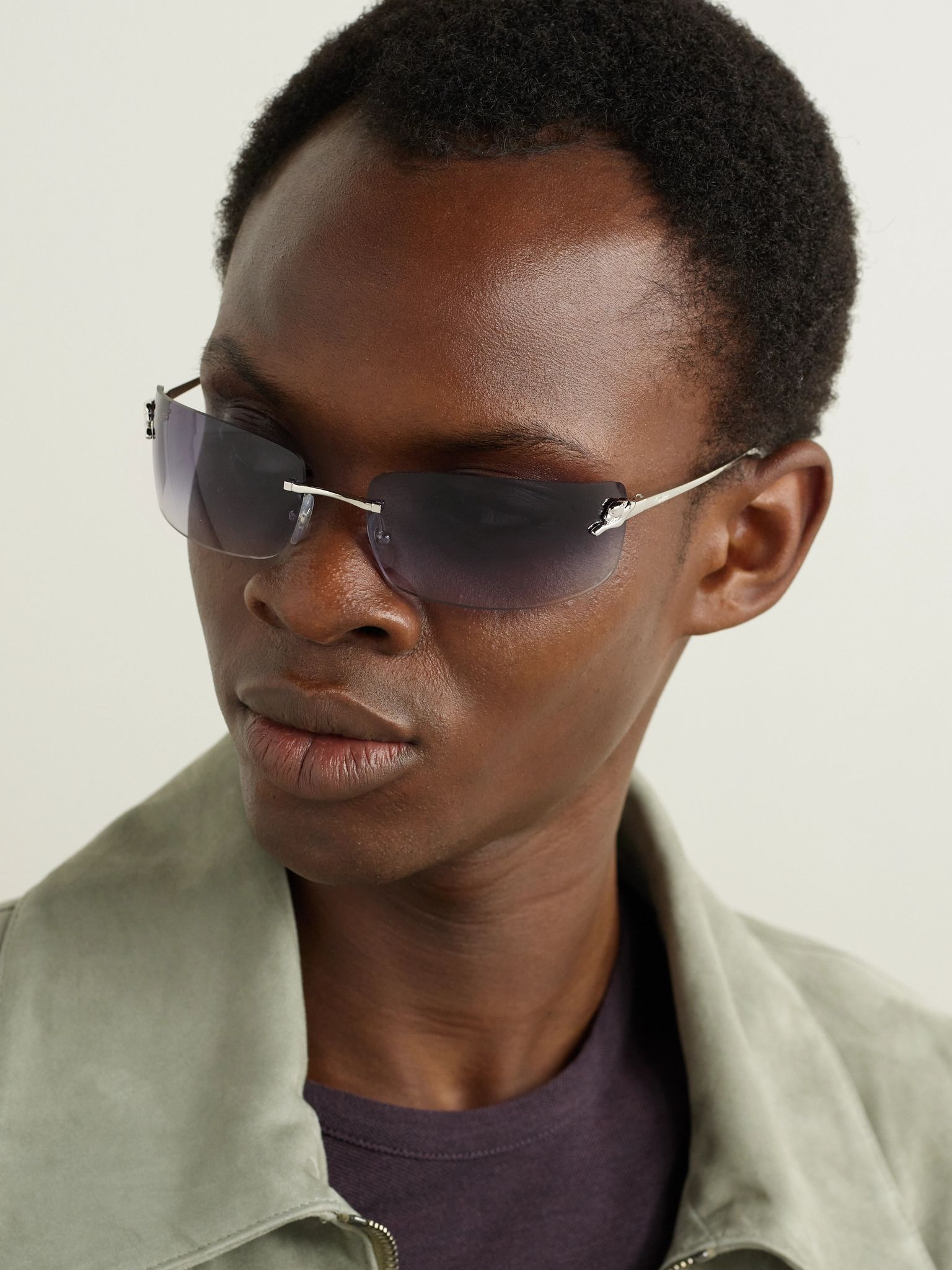 Cartier Rimless Square-Frame Silver-Tone Sunglasses Silver | REVERSIBLE