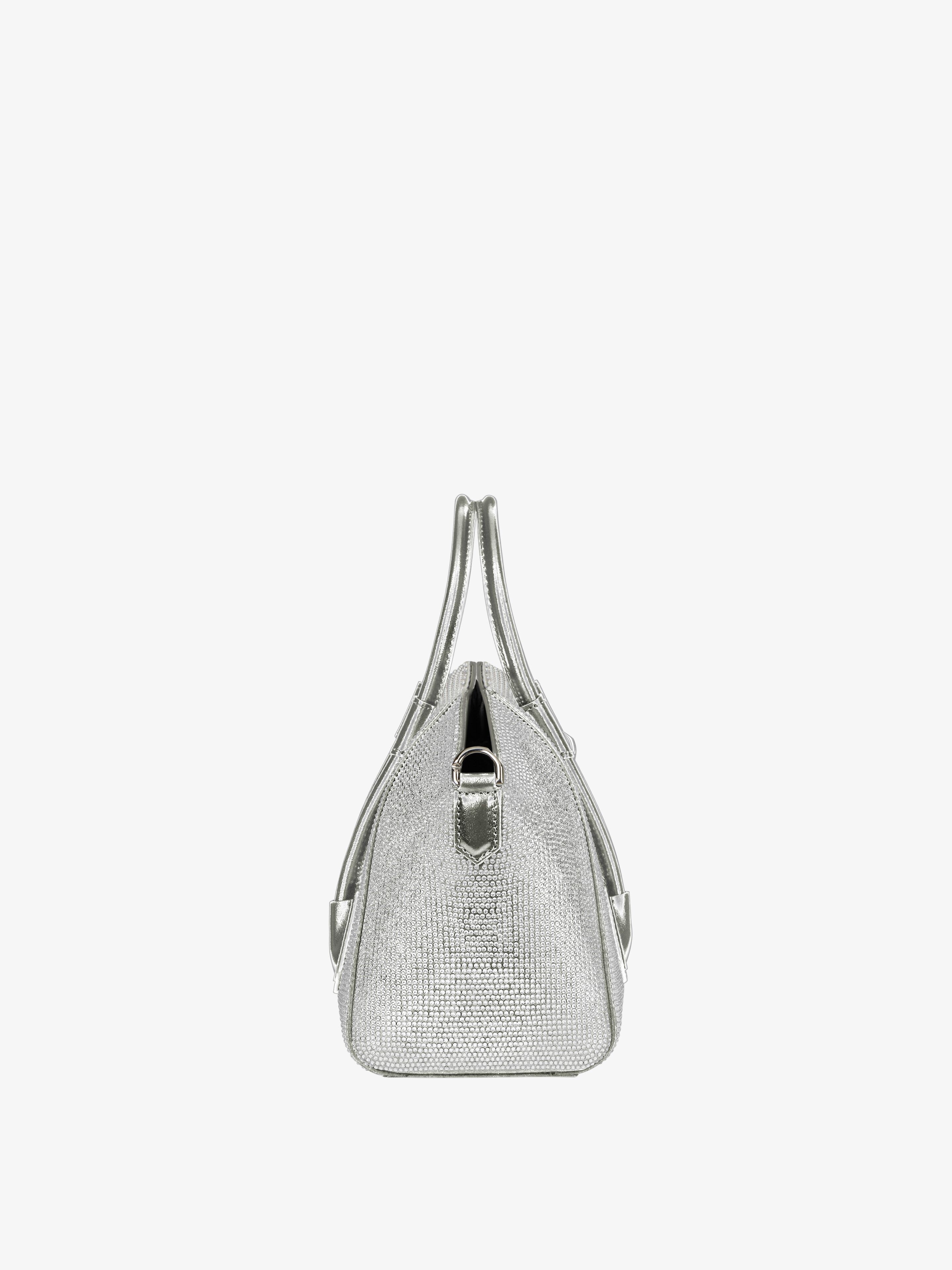 MINI ANTIGONA LOCK BAG IN SATIN, STRASS AND LEATHER - 2