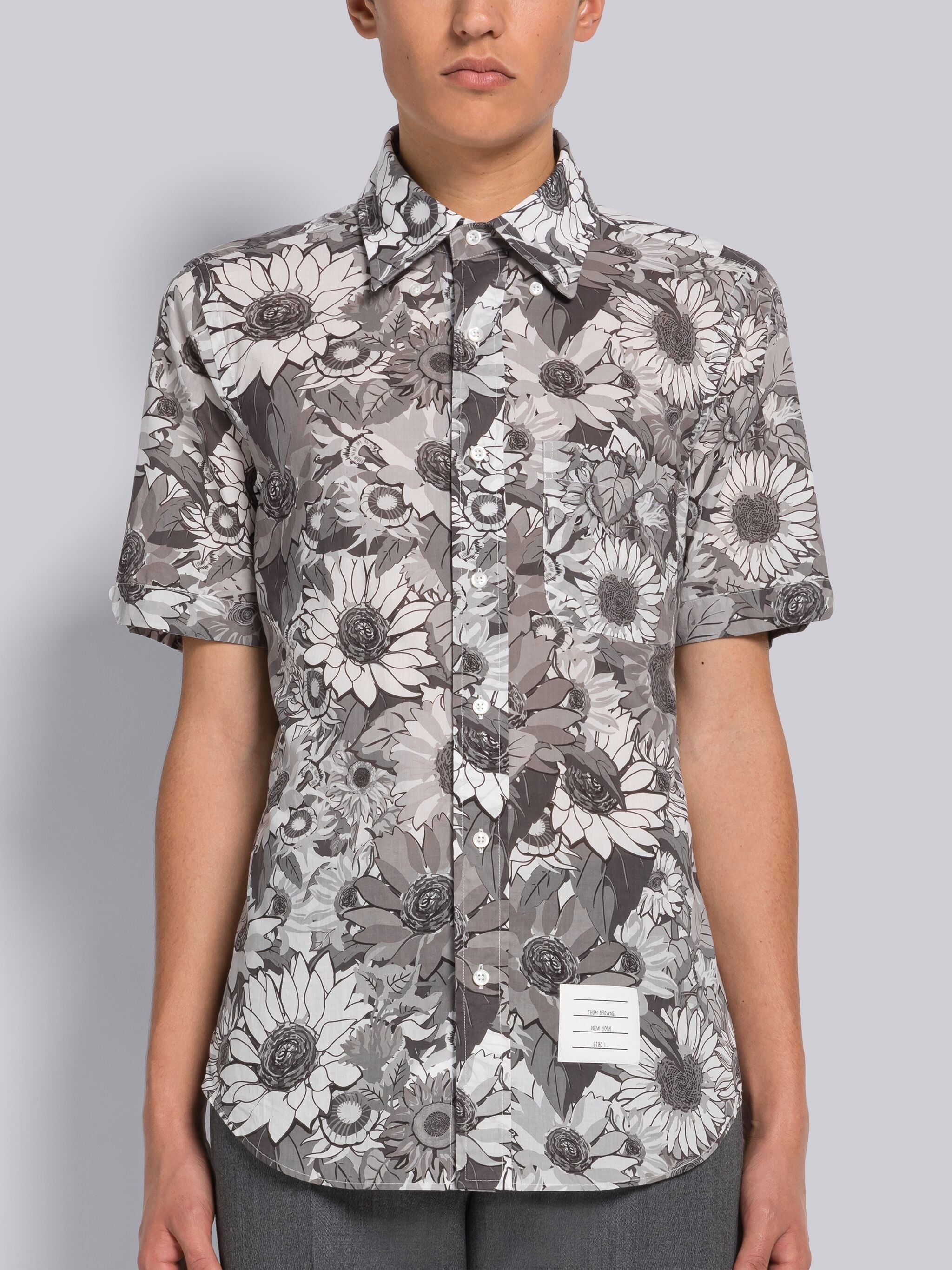 FLORAL COTTON VOILE STRAIGHT FIT BUTTON DOWN SHORT SLEEVE SHIRT - 3