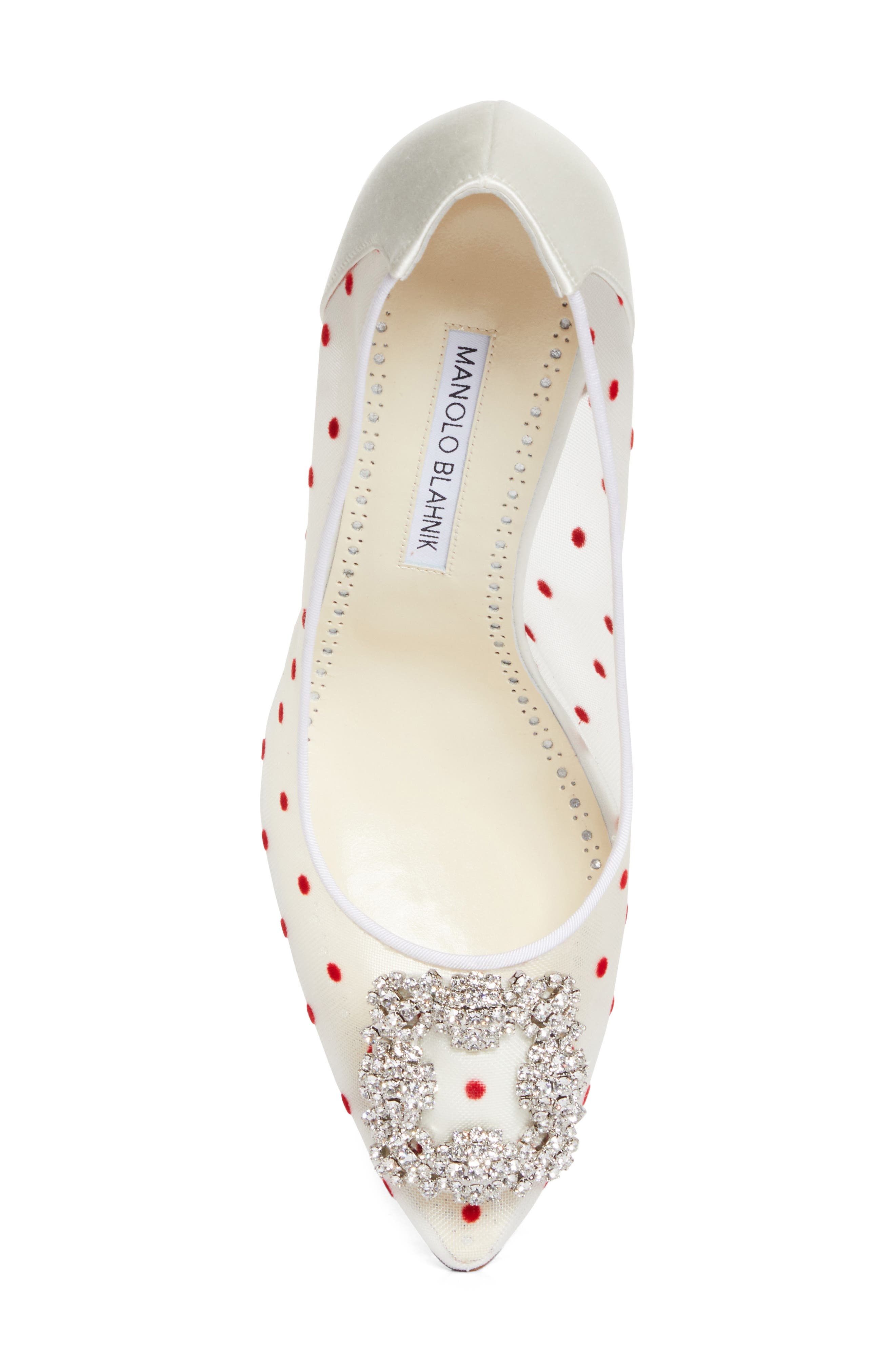 Manolo Blahnik Hangisi Pump in Red/Light Cream at Nordstrom - 5