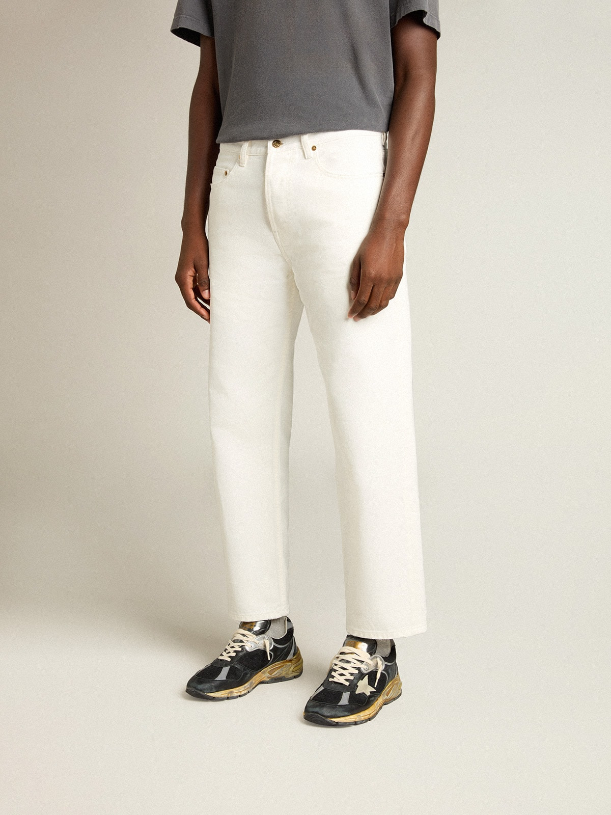 Men's white denim pants - 2