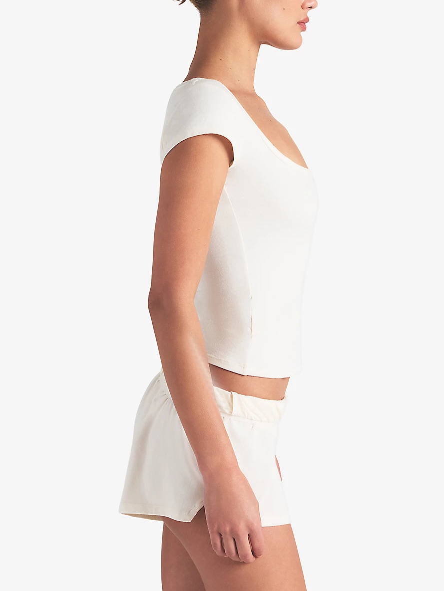 Scoop-Neck Slim-Fit Stretch-Cotton Top - 4