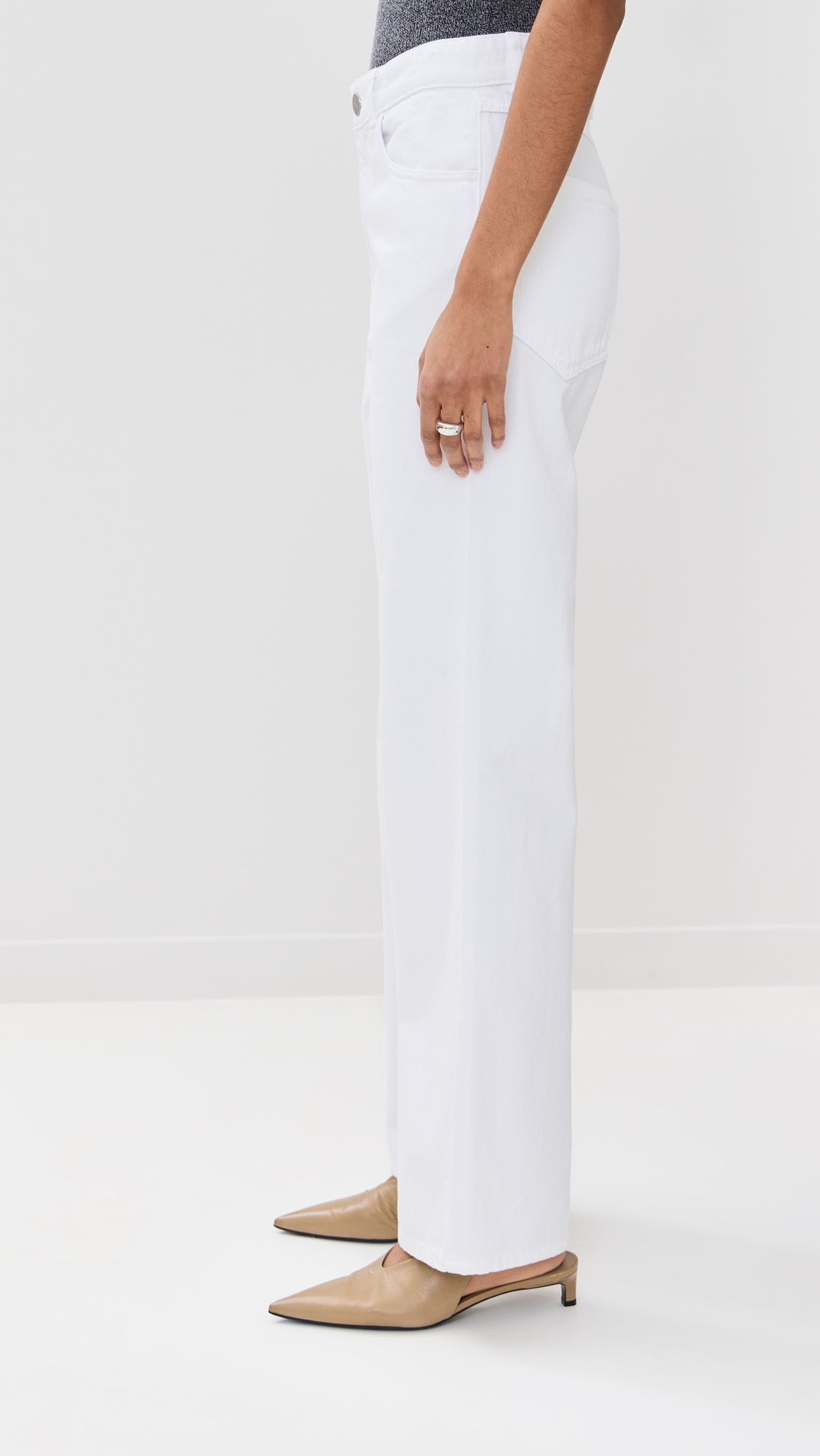 Relaxed Fit White Jeans - 3