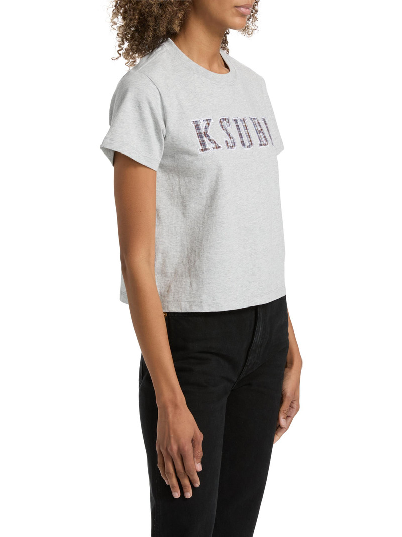 Women's Plaid Logo Shrunken T-Shirt - Grey 4