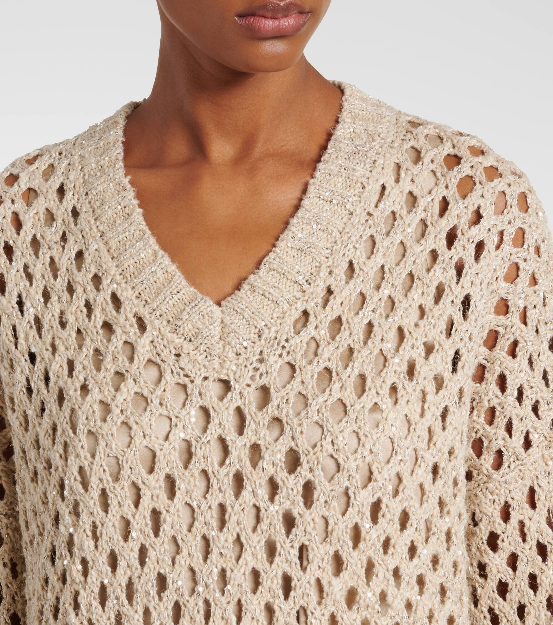 Sequined silk and linen-blend sweater - 4