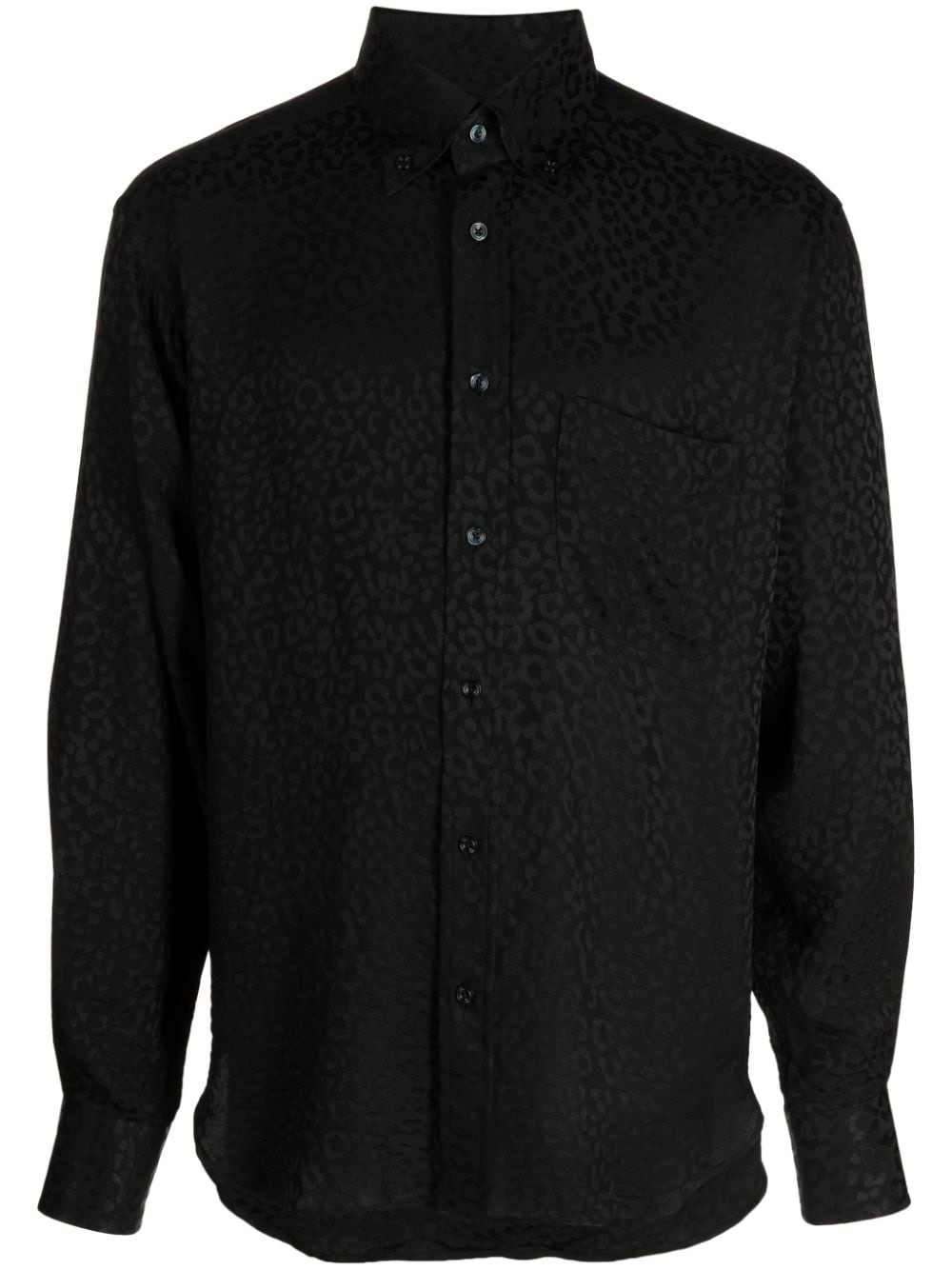 leopard-jacquard silk shirt - 1