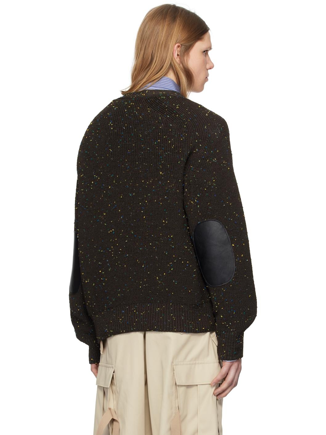 Brown Nep Yarn Knit Cardigan - 3