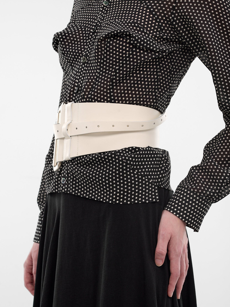 VAQUERA White Leather Equestrian Belt outlook