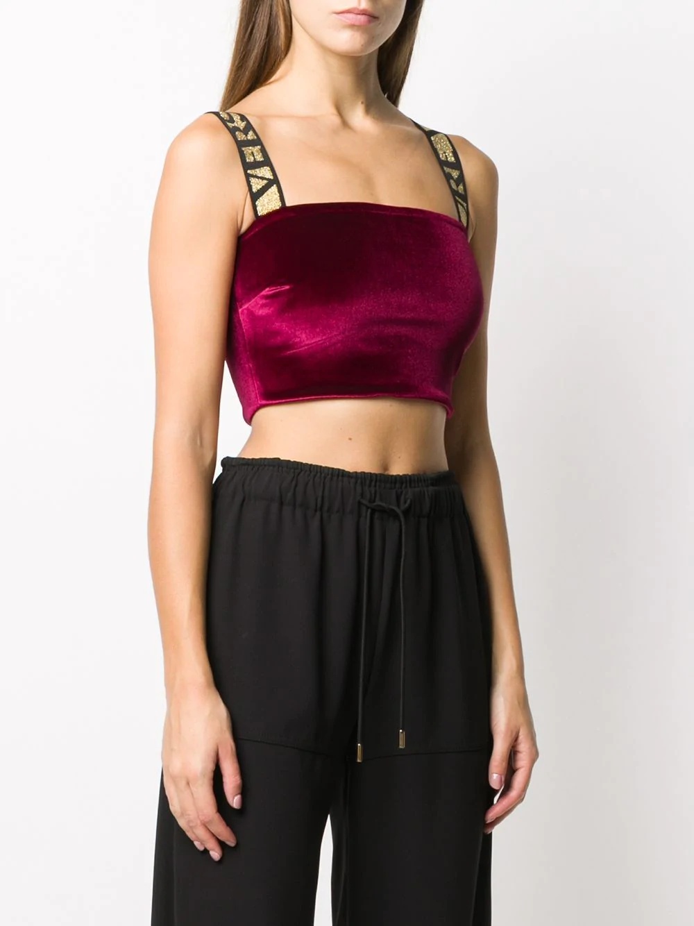 textured top with logo shoulder straps - 3