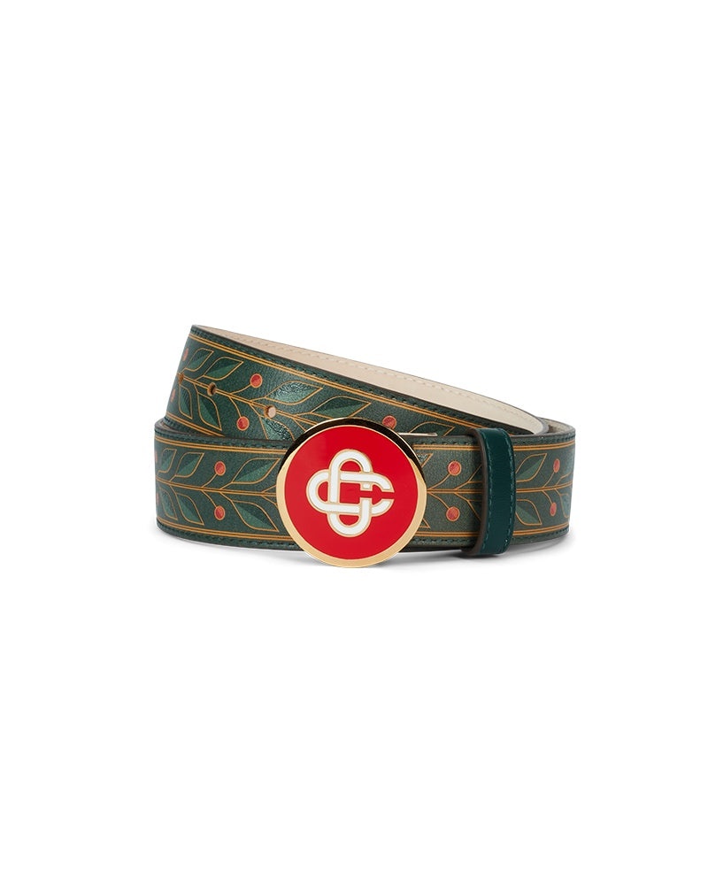 Laurel Monogram Logo Leather Belt - 1