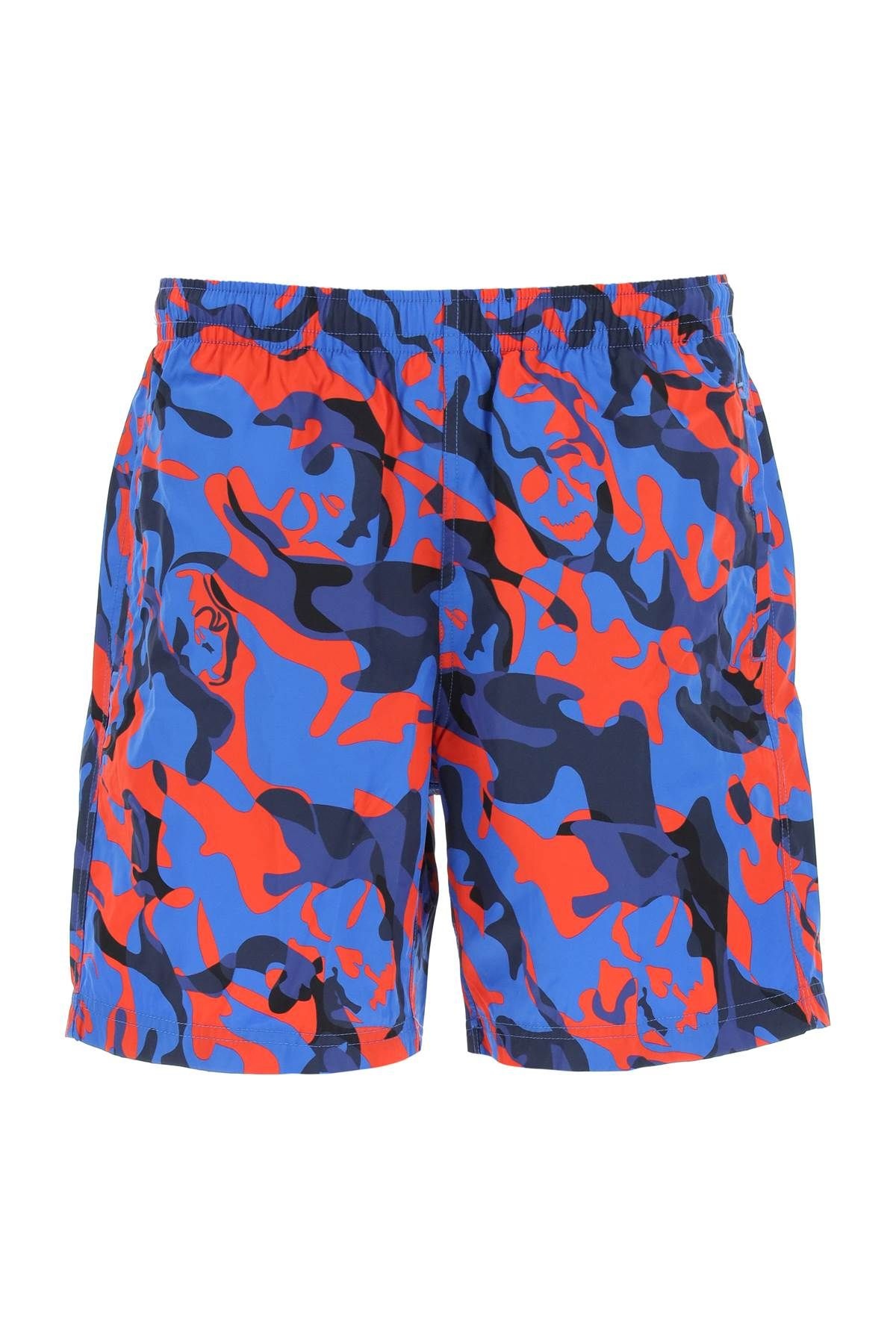 SKULL CAMO PRINT SWIM TRUNKS - 1