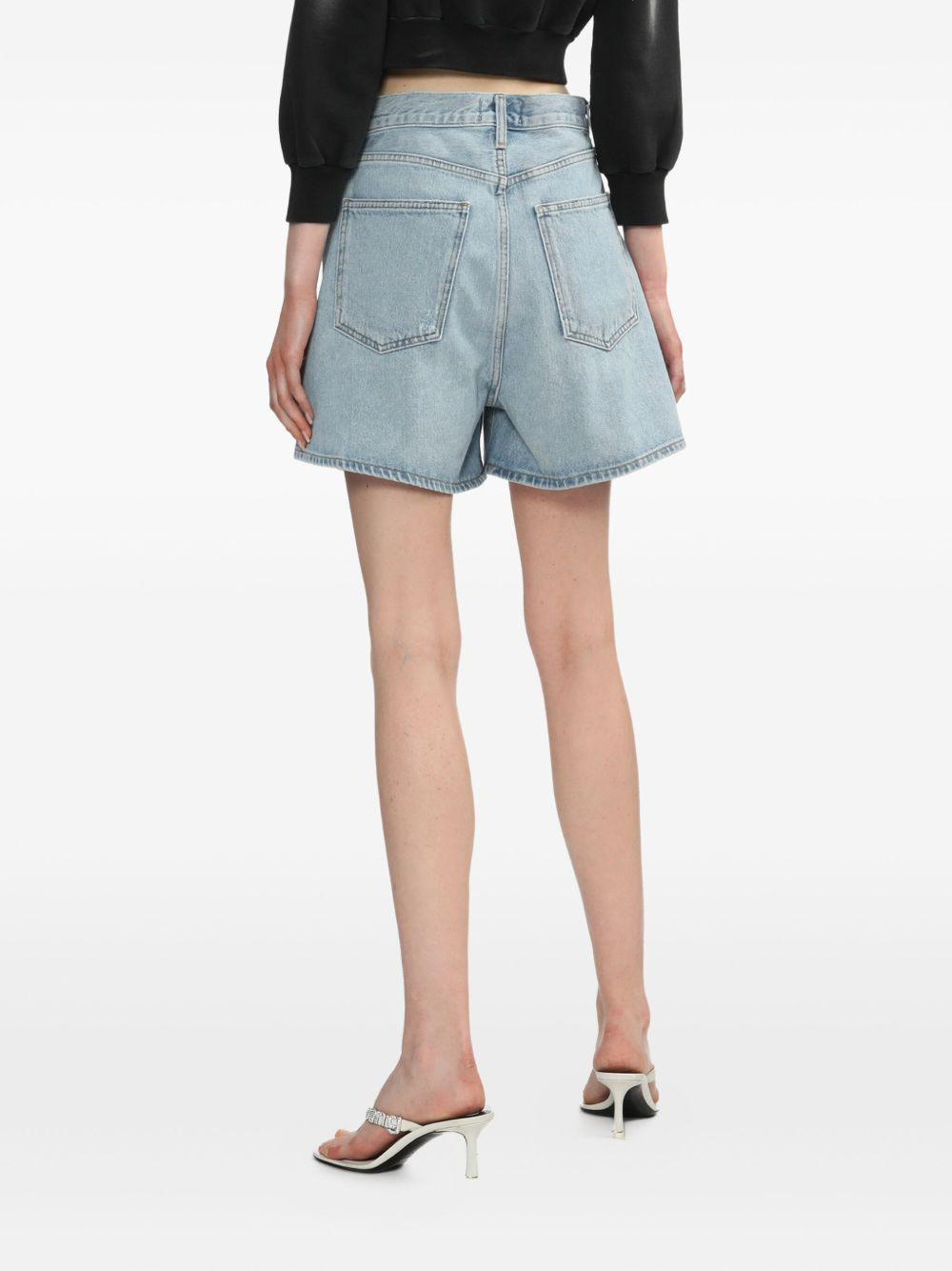 pleated denim shorts - 3