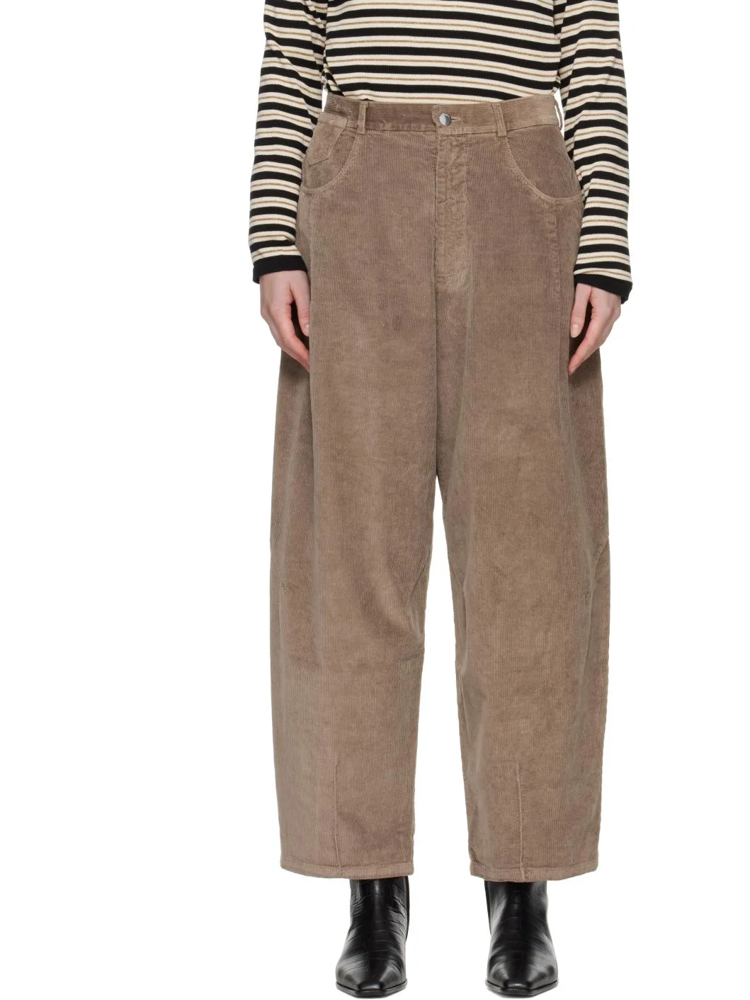 Taupe Corduroy Baggy Trousers - 1