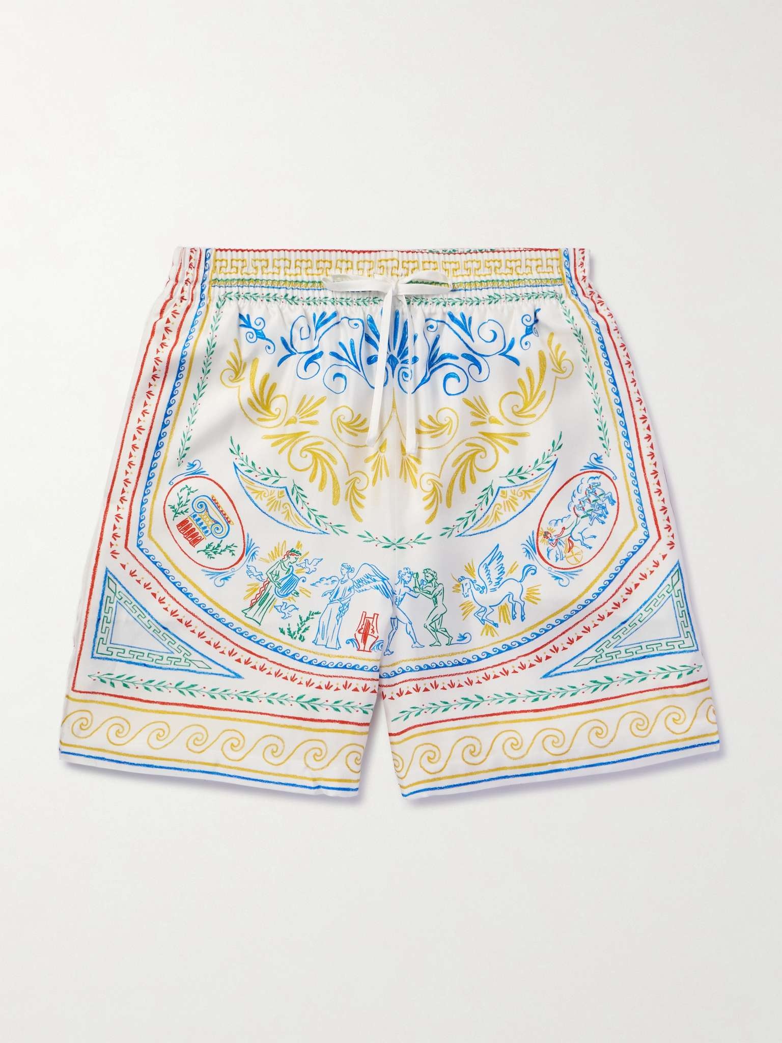 Crayon Vase Straight-Leg Printed Silk-Twill Drawstring Shorts - 1