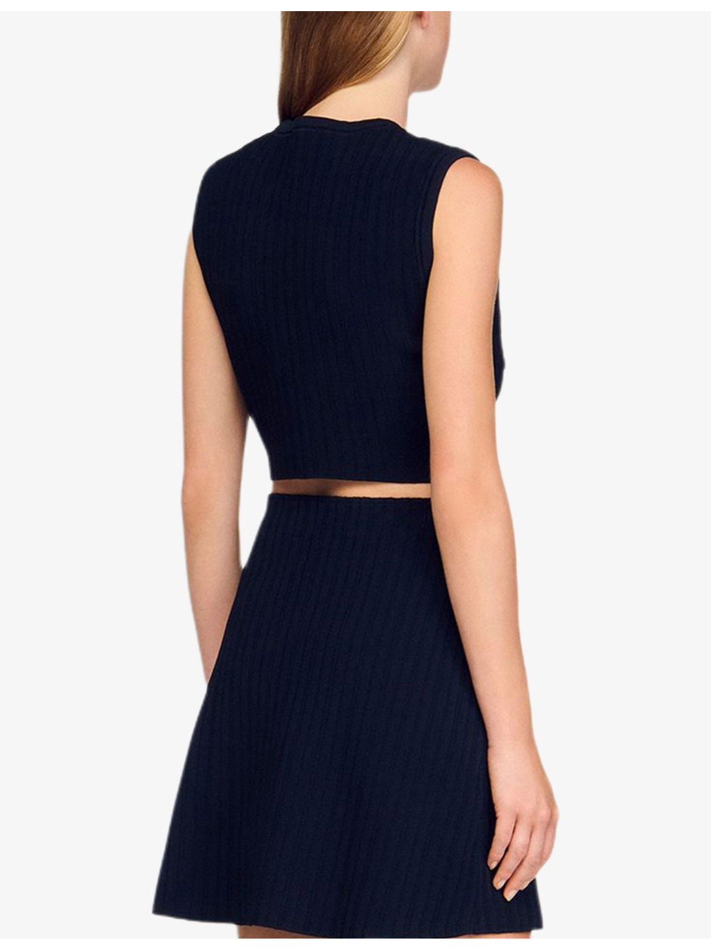 Denim-Pockets Sleeveless Knitted Top - 4