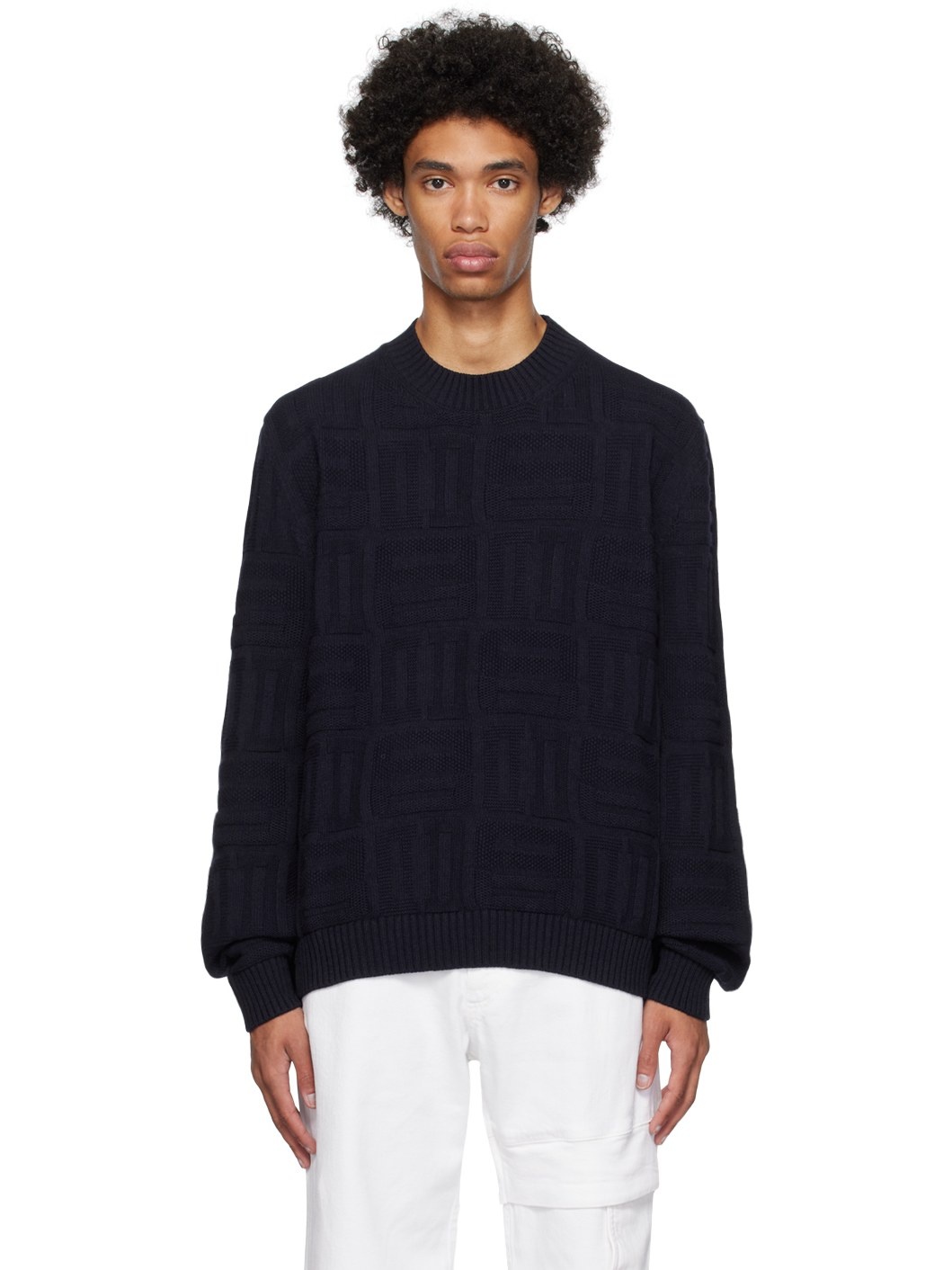 Navy Monogram Sweater - 1