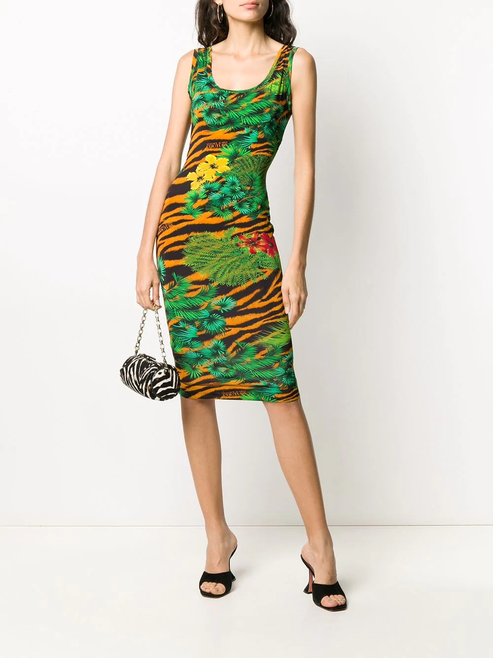 jungle-print fitted dress - 2