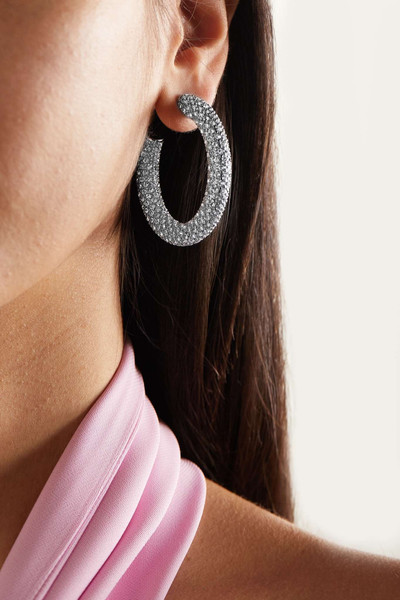 Amina Muaddi Cameron medium coated-metal crystal hoop earrings outlook