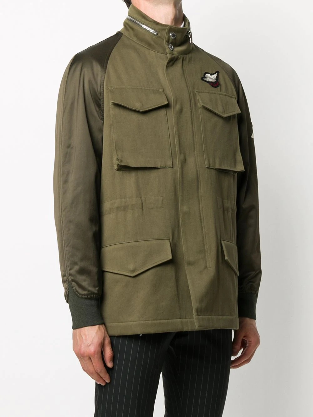 hooded logo patch military jacket - 3