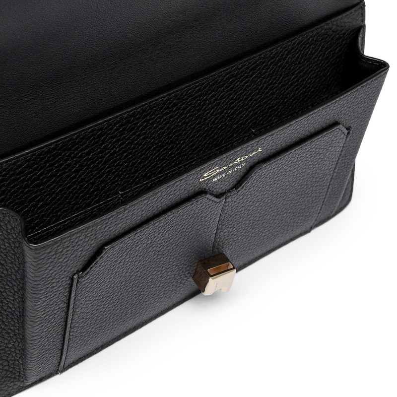 Santoni Black leather document holder outlook