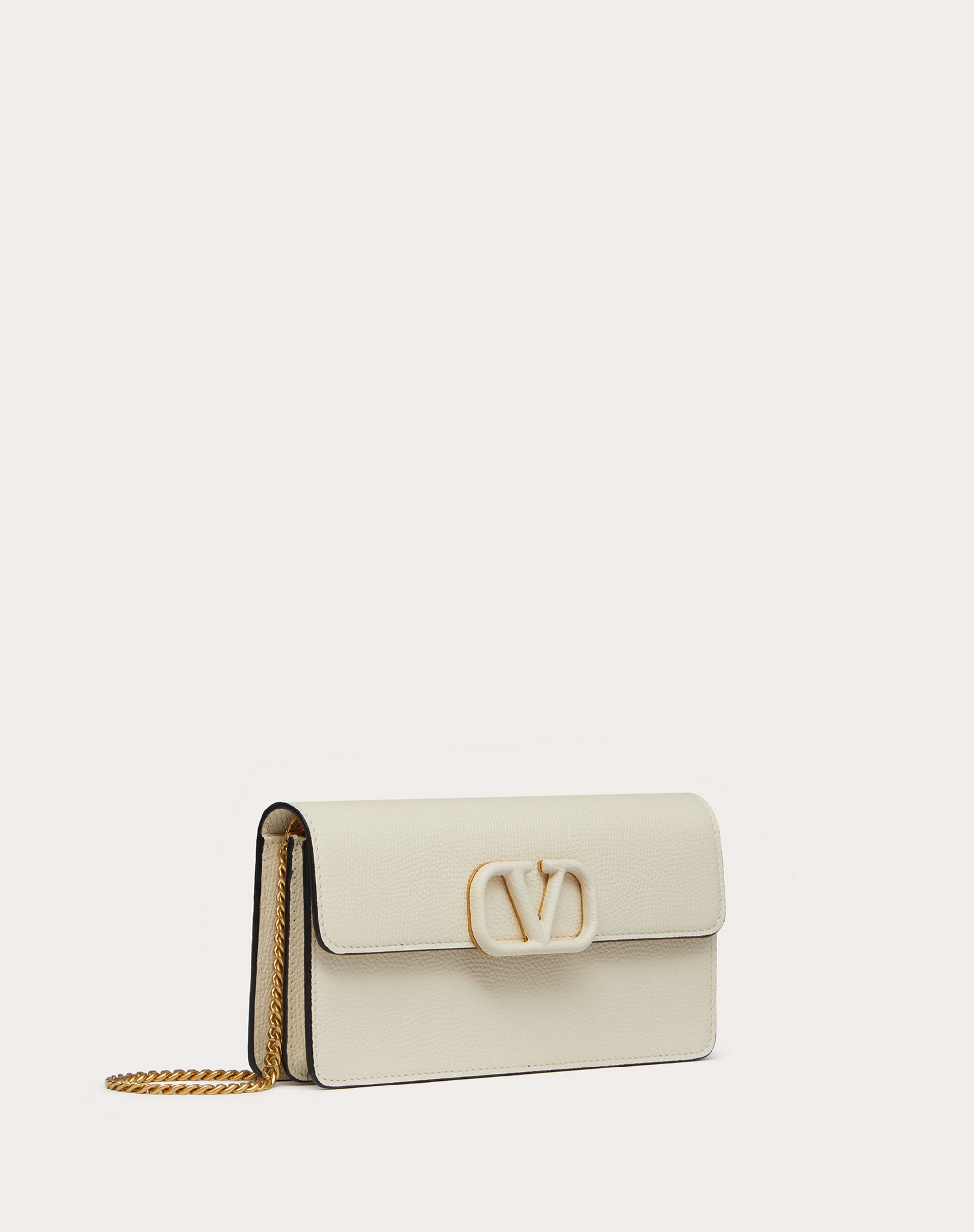 VLOGO SIGNATURE GRAINY CALFSKIN WALLET WITH CHAIN - 4