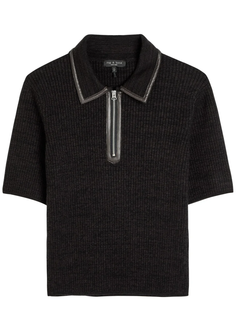 Rag & Bone Caterina Ribbed Wool-blend Polo top - 1