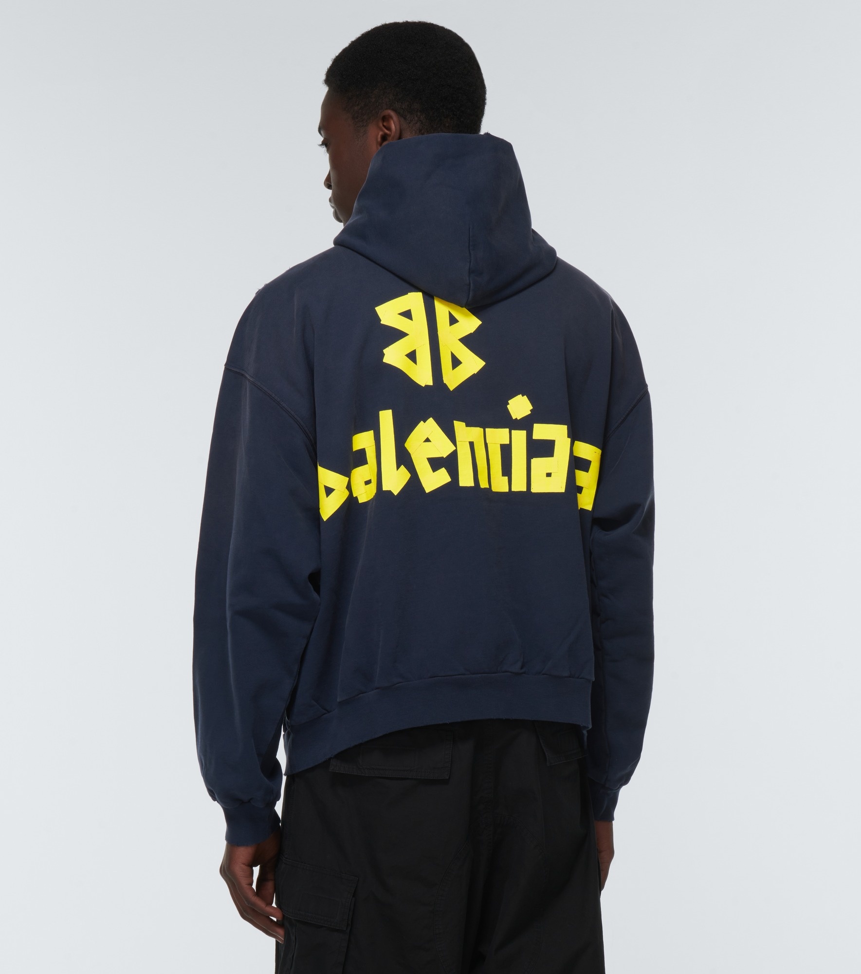 Tape logo cotton jersey hoodie - 4
