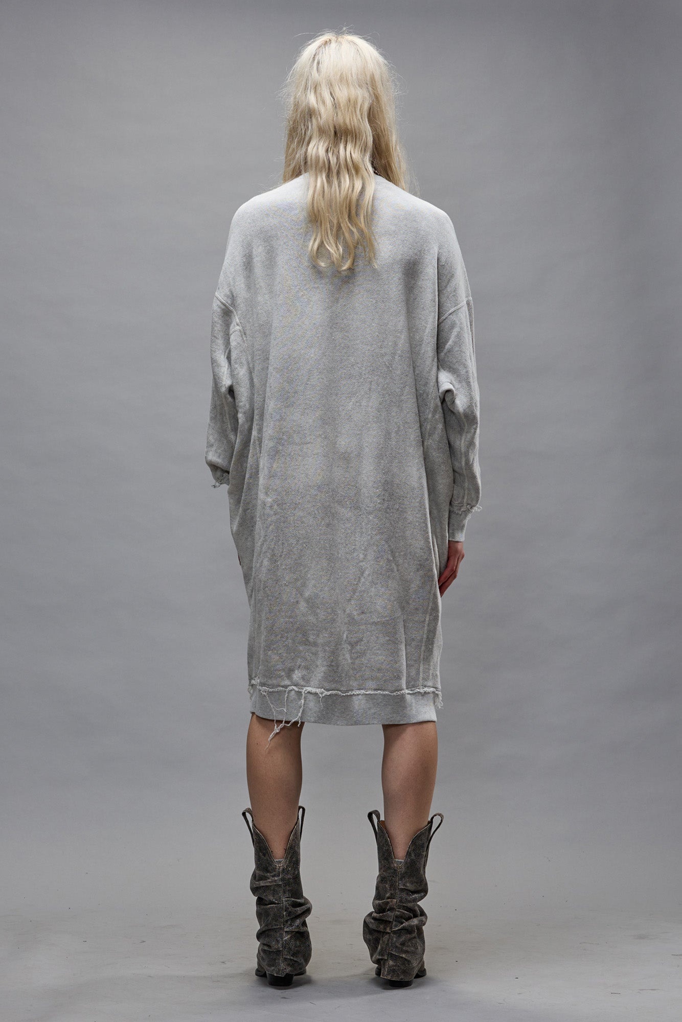 GRUNGE SWEATSHIRT DRESS - HEATHER GREY - 3
