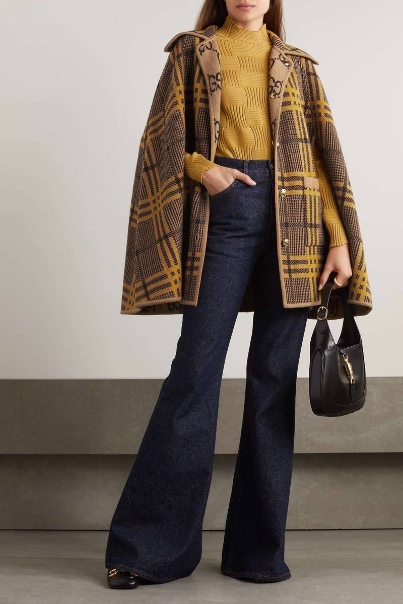 GUCCI Love Parade reversible jacquard-knit wool-blend cape outlook