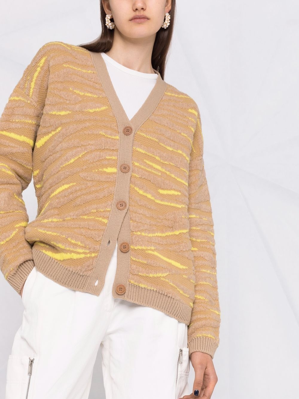 tiger-pattern knitted cardigan - 3