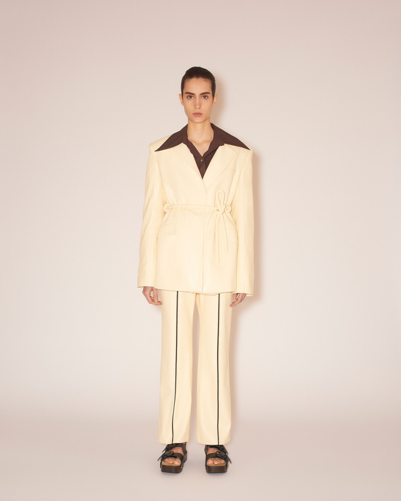 Nanushka MARIKO - Vegan leather tie-waist blazer - Vanilla outlook