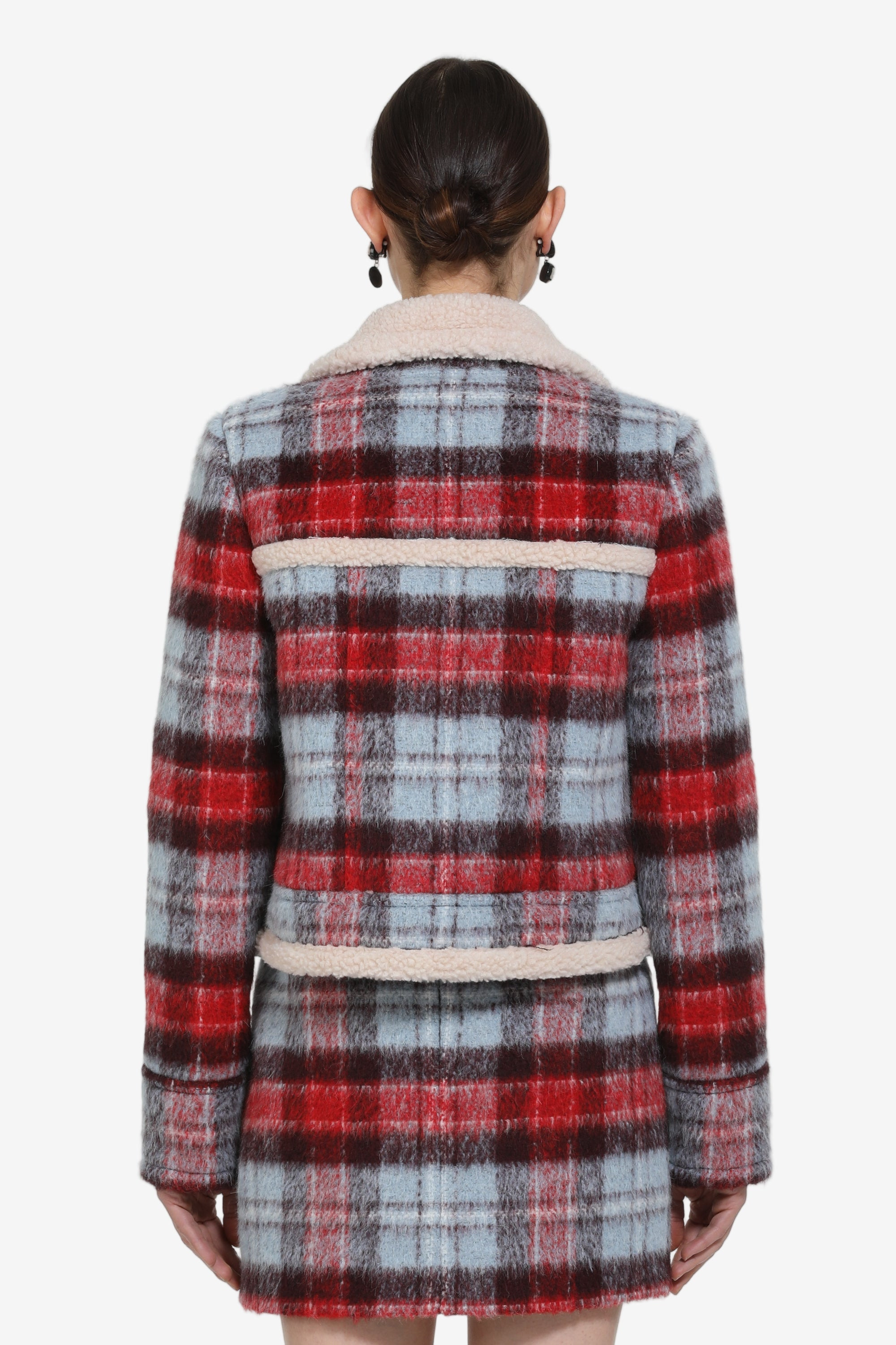 CHECKED JACKET WITH ECO-SHEARLING TRIM - 2