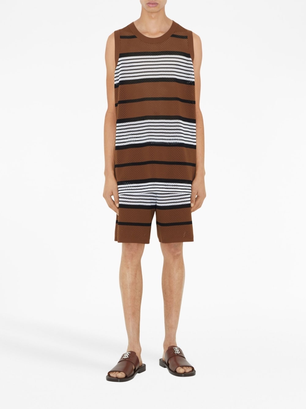 perforated striped bermuda shorts - 2