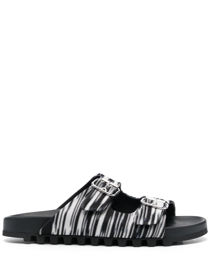 double-buckle knitted slides 1
